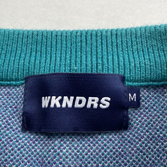 WKNDRS Wavy Chest Logo Long Sleeve Crewneck Sweater (Turquoise/Purple/White) - Picture 13 of 15